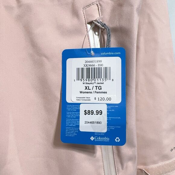 Columbia Women’s Staydry Rain Ski Jacket Light Pink Blush Windbreaker Size XL - Picture 6 of 11